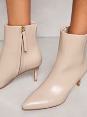 Lipsy Cream Low Kitten Heel Faux Leather Ankle Boot - Image 2 of 4