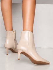 Lipsy Cream Low Kitten Heel Faux Leather Ankle Boot - Image 4 of 4