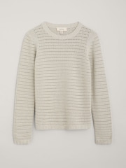Seasalt Cornwall Grey Gull Rock Pointelle Knit Jumper - Image 4 of 5