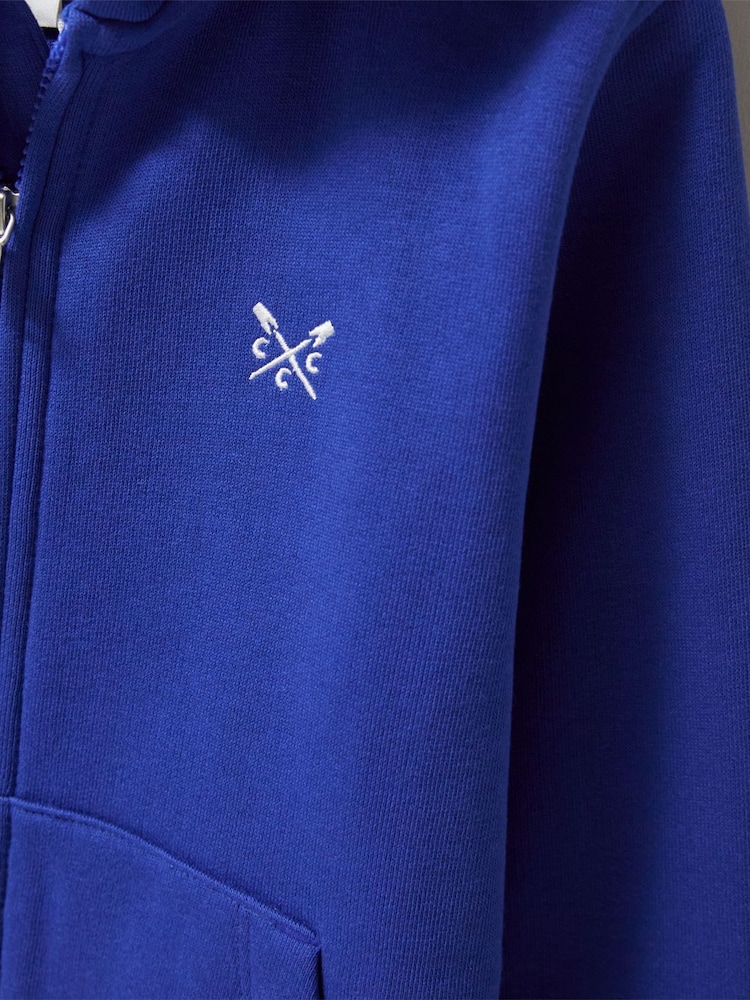 Crew Clothing Blue Blue Zip Up 100% Cotton Hoodie - Image 3 of 3 Crew Clothing Blue Blue Zip Up 100% Cotton Hoodie - Image 3 of 3