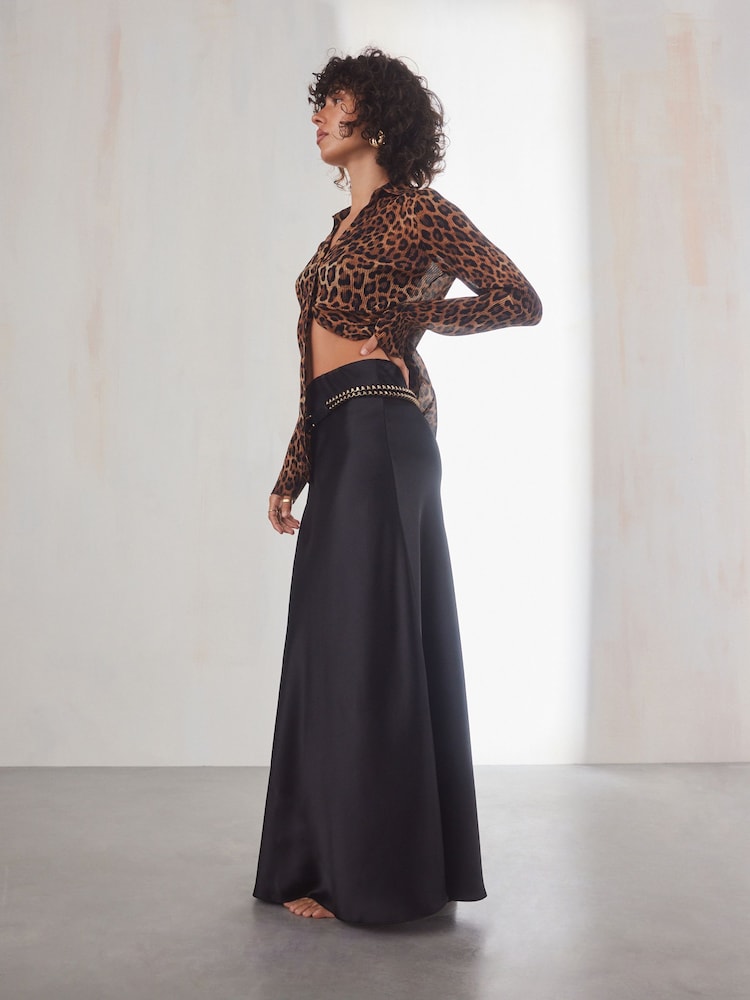 Black With Gold Chain PU Skinny Double Belt - Image 2 of 7