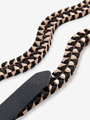 Black With Gold Chain PU Skinny Double Belt - Image 6 of 7