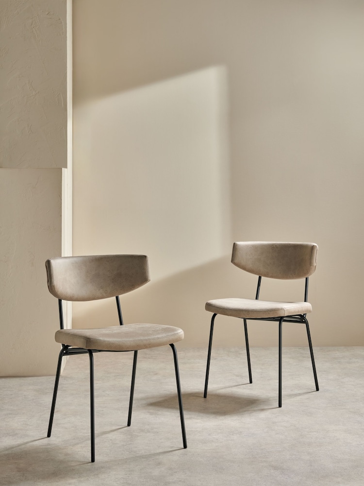 MADE.COM Set of 2 Mink Brown Halina Dining Chairs - Image 2 of 4