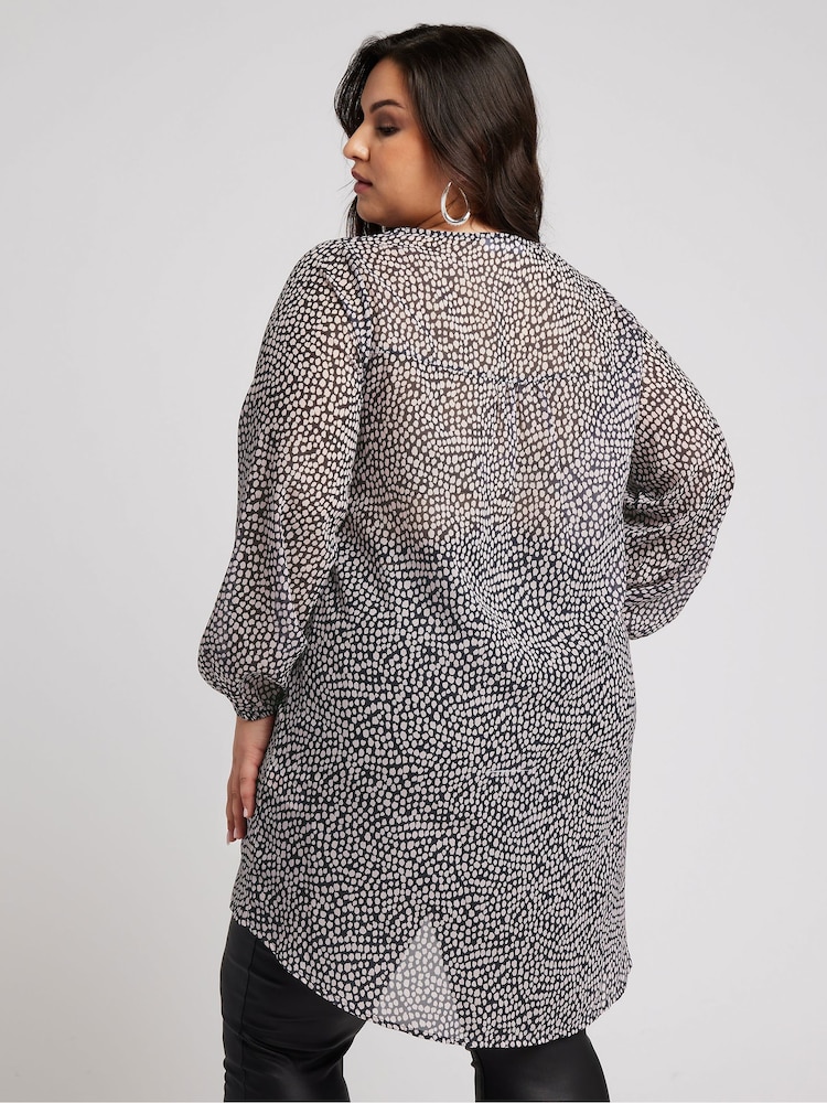 Yours Curve Purple/Grey Leopard Print Wrap Front Blouse - Image 2 of 5