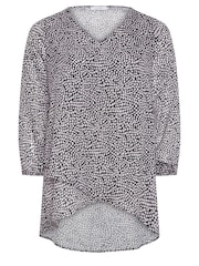 Yours Curve Purple/Grey Leopard Print Wrap Front Blouse - Image 5 of 5