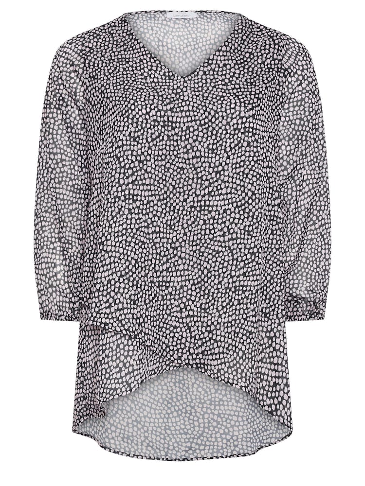 Yours Curve Purple/Grey Leopard Print Wrap Front Blouse - Image 5 of 5