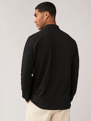 Black Long Sleeve Pique Polo Shirt - Image 3 of 8
