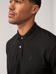 Black Long Sleeve Pique Polo Shirt - Image 4 of 8