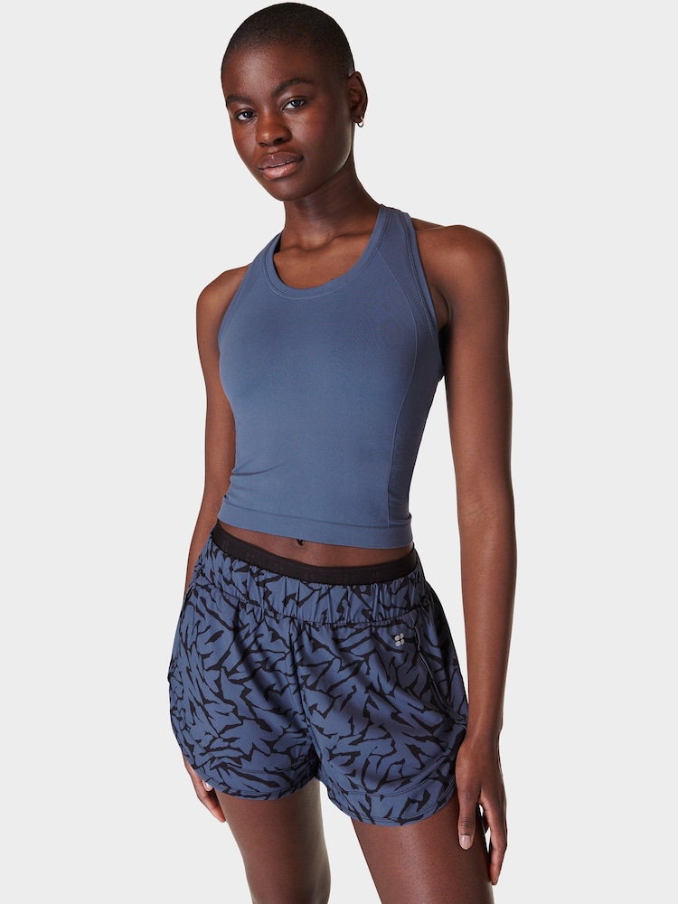 Sweaty Betty Endless Blue Athlete Crop Seamless Workout Vest - Image 3 of 7