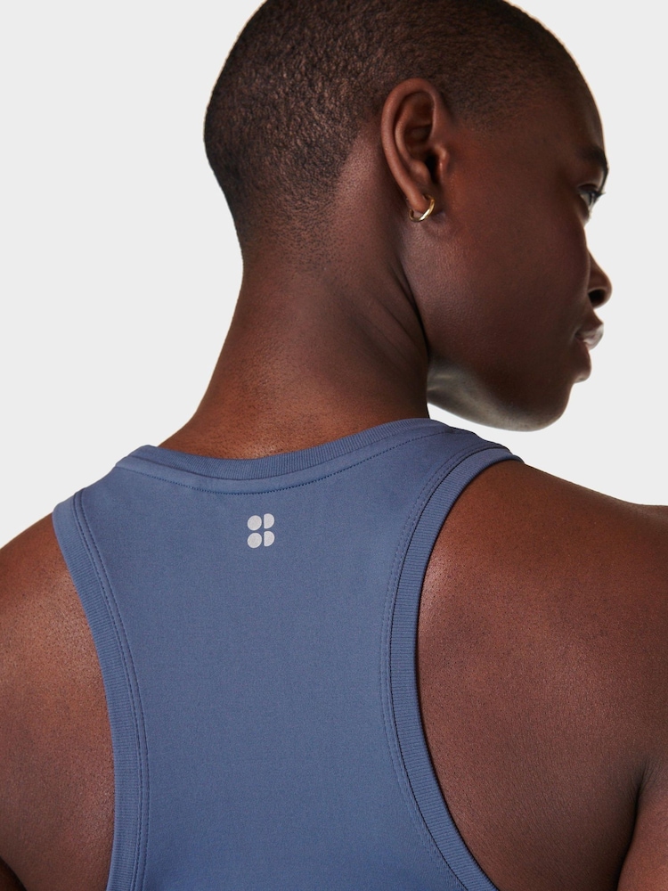 Sweaty Betty Endless Blue Athlete Crop Seamless Workout Vest - Image 6 of 7