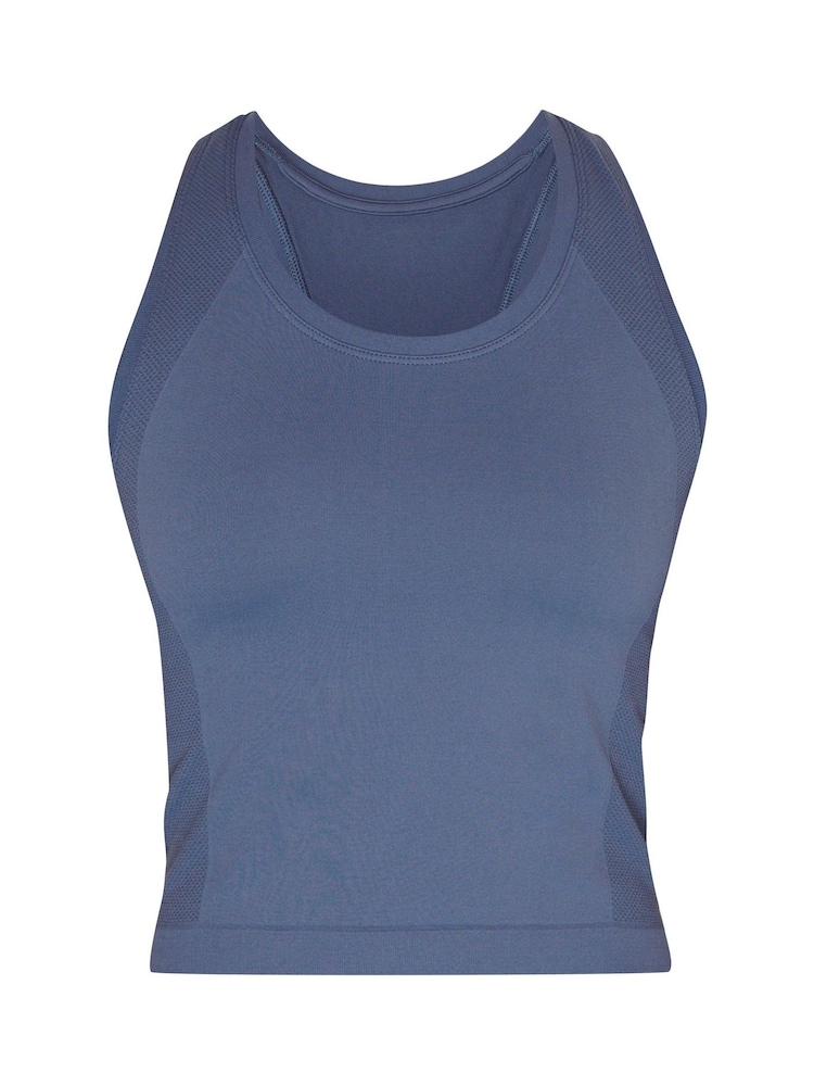 Синий с принтом - Sweaty Betty Athlete Crop Seamless Workout Vest - Image 7 of 7