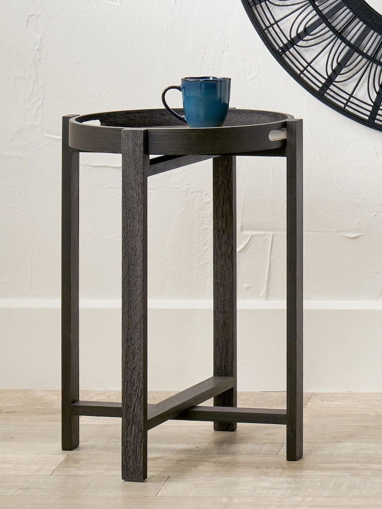 Pacific Dark Grey Marmara Oak Veneer Round Side Table - Image 1 of 6