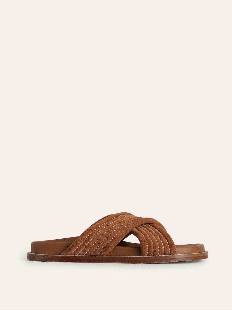 Boden Brown Cross Strap Sliders - Image 2 of 4