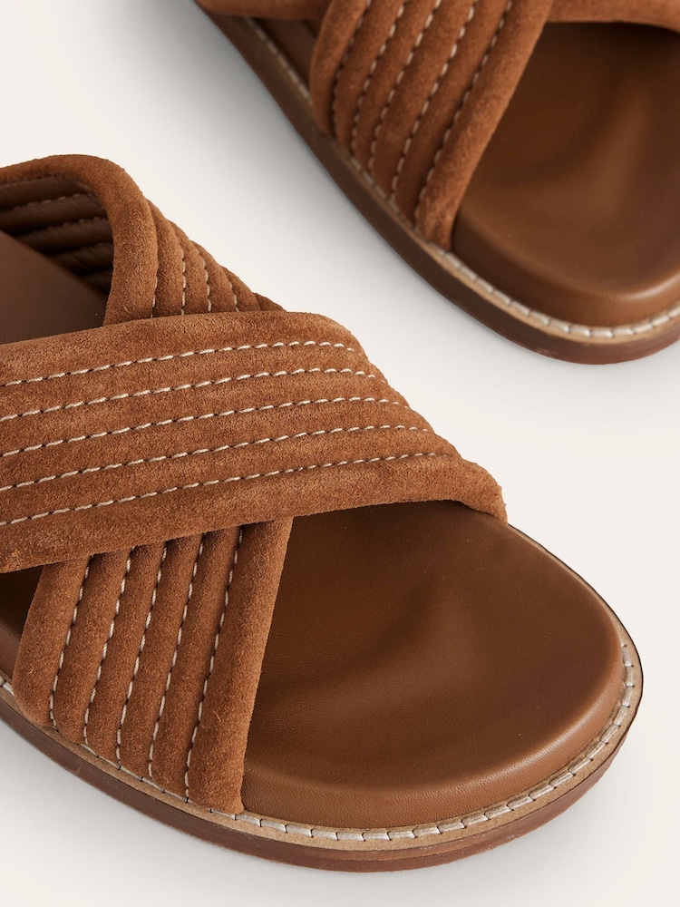 Boden Brown Cross Strap Sliders - Image 4 of 4
