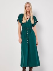 Apricot Green Angel Sleeve Button-Down Maxi Dress - Image 1 of 5