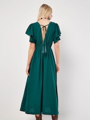 Apricot Green Angel Sleeve Button-Down Maxi Dress - Image 2 of 5