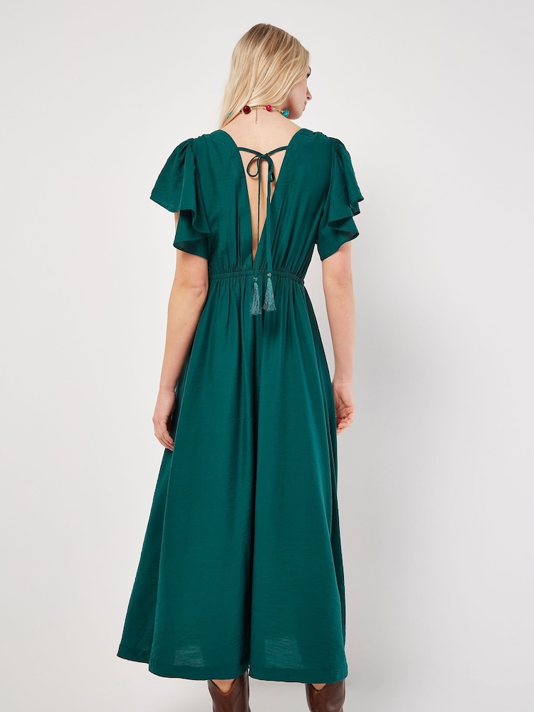 Apricot Green Angel Sleeve Button-Down Maxi Dress - Image 2 of 5