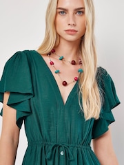 Apricot Green Angel Sleeve Button-Down Maxi Dress - Image 3 of 5