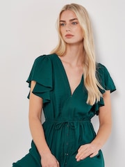 Apricot Green Angel Sleeve Button-Down Maxi Dress - Image 4 of 5