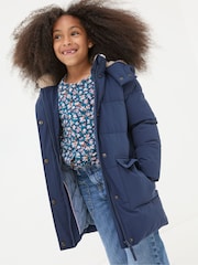 FatFace Letty Navy Blue Longline Padded Jacket - Image 1 of 4