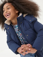 FatFace Letty Navy Blue Longline Padded Jacket - Image 3 of 4
