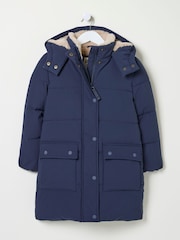 FatFace Letty Navy Blue Longline Padded Jacket - Image 4 of 4