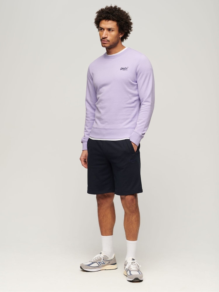 Superdry Purple Essential Logo Crew Sweatshirt - Image 2 of 6 Superdry Purple Essential Logo Crew Sweatshirt - Image 2 of 6