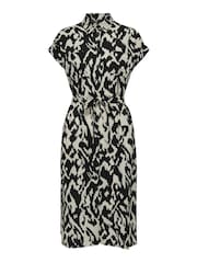 ONLY Cream Short Sleeve Printed Button Up Midi Shirt Dress - Image 5 of 6