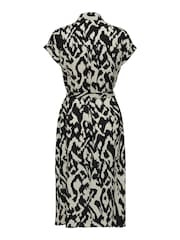 ONLY Cream Short Sleeve Printed Button Up Midi Shirt Dress - Image 6 of 6