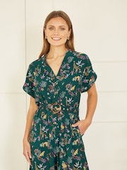 Yumi Green Safari Animal Print Jumpsuit - Image 3 of 6