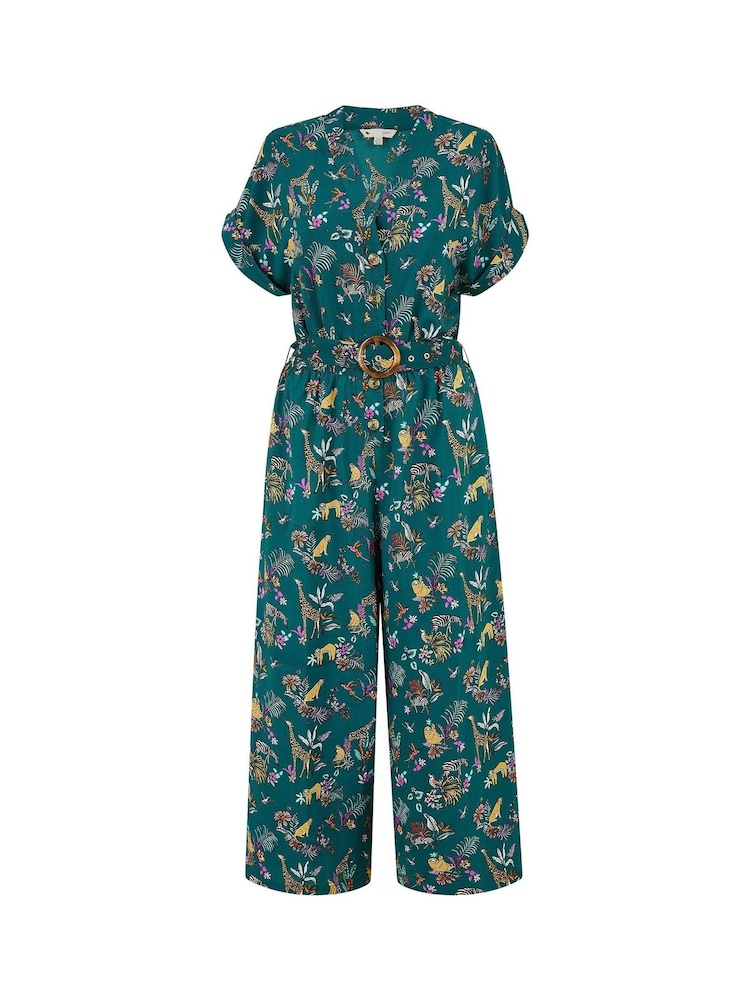 Yumi Green Safari Animal Print Jumpsuit - Image 6 of 6