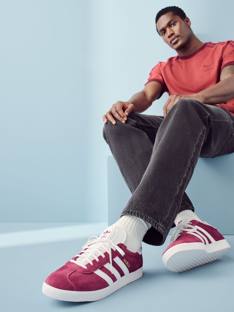 adidas Originals Burgundy Red Gazelle Trainers - Image 3 of 11
