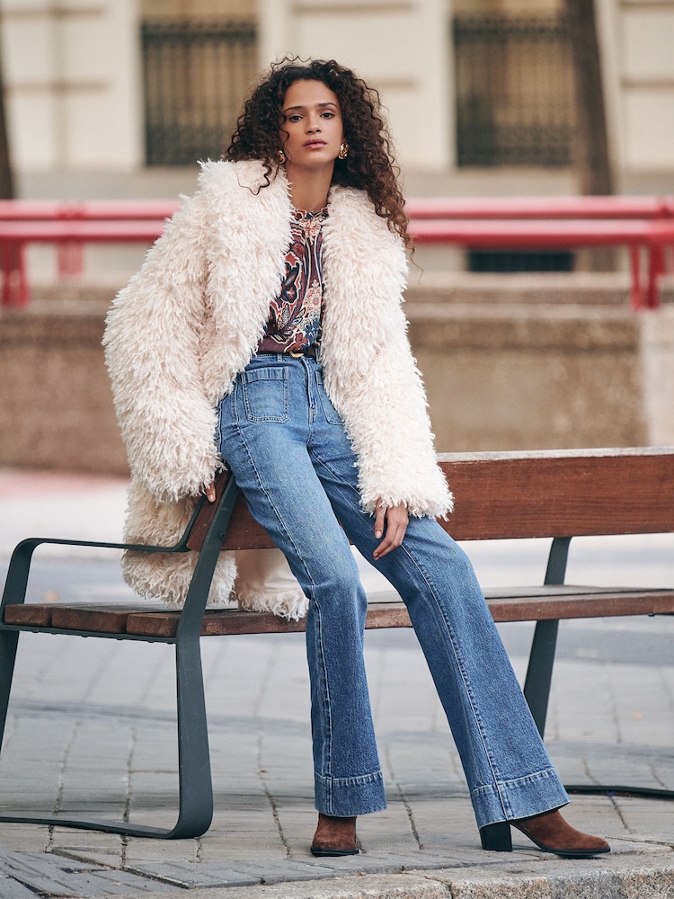 White Faux Fur Coat - Image 1 of 3