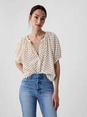 Gap Cream DÔEN Floral Short Sleeve Blouse - Image 1 of 5