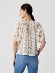 Gap Cream DÔEN Floral Short Sleeve Blouse - Image 2 of 5