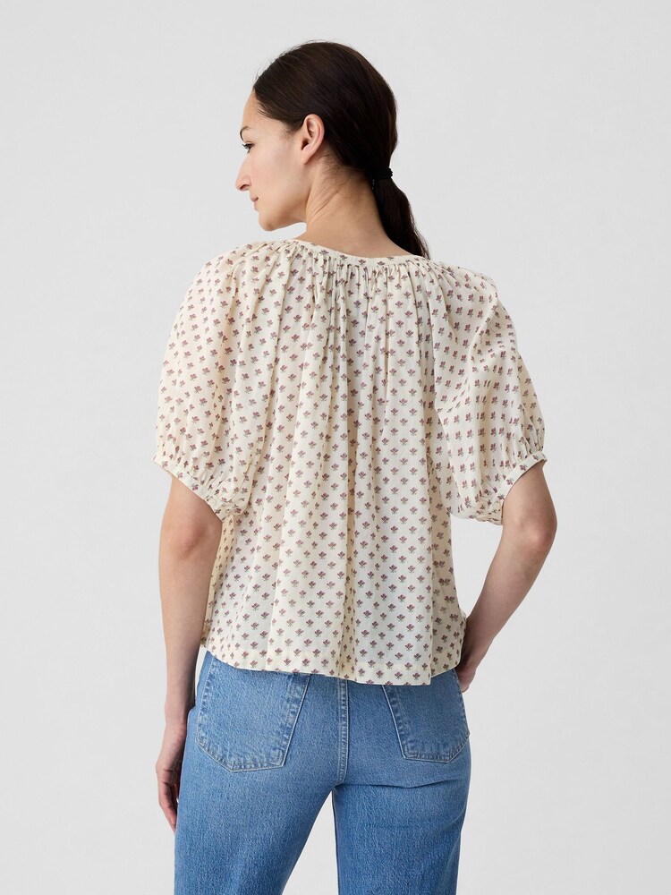 Gap Cream DÔEN Floral Short Sleeve Blouse - Image 2 of 5