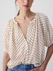 Gap Cream DÔEN Floral Short Sleeve Blouse - Image 4 of 5