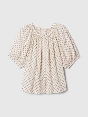 Gap Cream DÔEN Floral Short Sleeve Blouse - Image 5 of 5