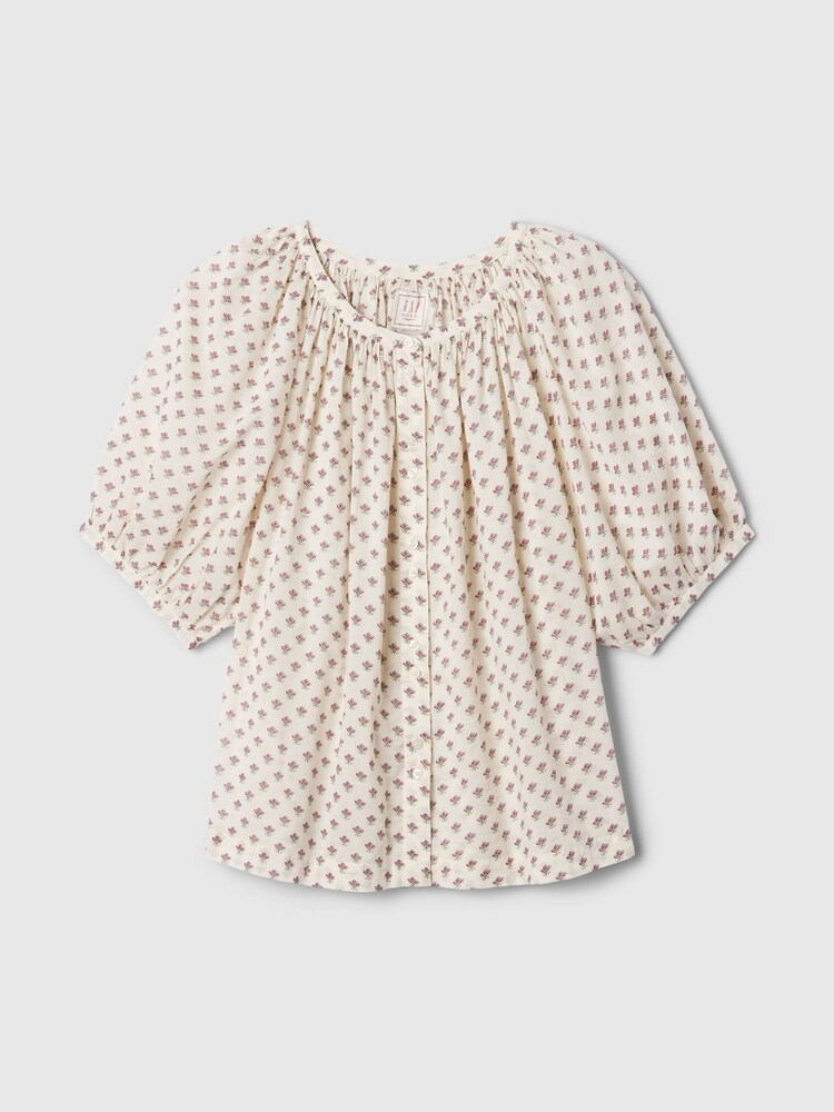 Gap Cream DÔEN Floral Short Sleeve Blouse - Image 5 of 5