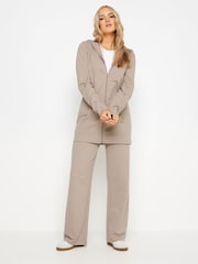Long Tall Sally Natural 100% Cotton Longline Zip Hoodie - Image 2 of 5