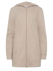 Long Tall Sally Natural 100% Cotton Longline Zip Hoodie - Image 5 of 5