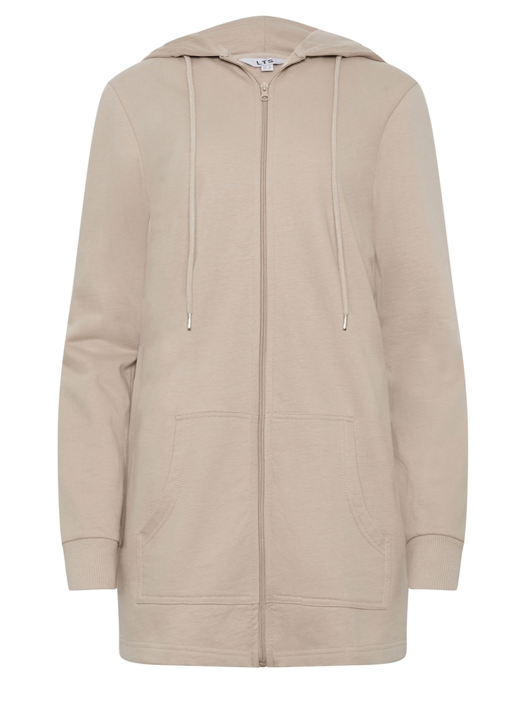 Long Tall Sally Natural 100% Cotton Longline Zip Hoodie - Image 5 of 5