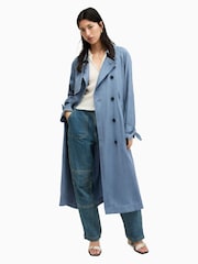 AllSaints Blue Kikki Trench Coat - Image 3 of 7
