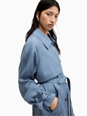 AllSaints Blue Kikki Trench Coat - Image 4 of 7