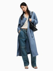 AllSaints Blue Kikki Trench Coat - Image 6 of 7