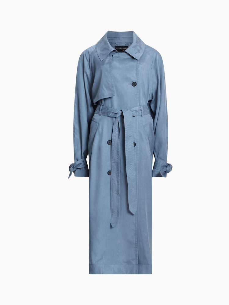 AllSaints Blue Kikki Trench Coat - Image 7 of 7 AllSaints Blue Kikki Trench Coat - Image 7 of 7