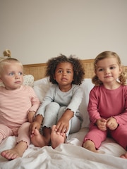 Grey Marl/Berry/Stripe Pointelle Snuggle Pyjamas 3 Pack (9mths-8yrs) - Image 1 of 4