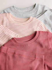 Grey Marl/Berry/Stripe Pointelle Snuggle Pyjamas 3 Pack (9mths-8yrs) - Image 3 of 4