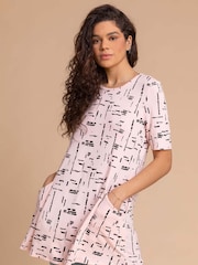 Roman Pink Abstract Pocket Stretch Swing Top - Image 1 of 4