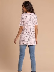 Roman Pink Abstract Pocket Stretch Swing Top - Image 2 of 4